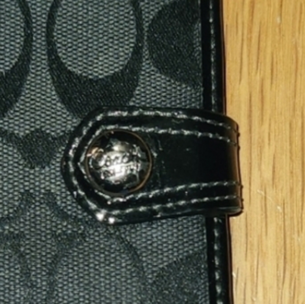 Vintage Coach Signature Black Id & Checkbook Hold… - image 1